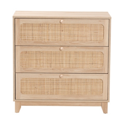 Baxton Studio Elsbeth Natural Rattan 3 Drawer Storage Cabinet, , large