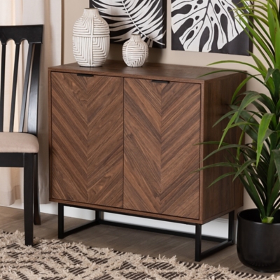 Baxton Studio Sadia Storage Cabinet, Walnut Brown/Black