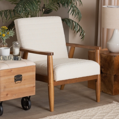 A600081660 Baxton Studio Stratton Armchair, White/Walnut Brow sku A600081660