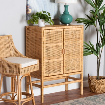 bali & pari Vivan Rattan Storage Cabinet, Natural Brown