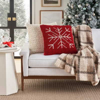 Mina Victory Loop Snowflake Throw Pillow, Red