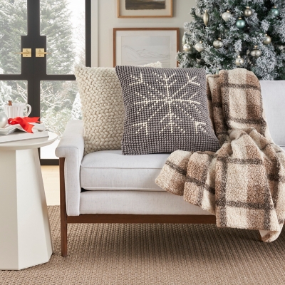 Mina Victory Loop Snowflake Throw Pillow, Gray