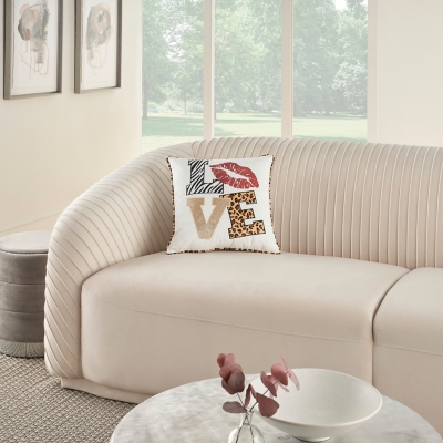Mina Victory Lips Love Leopard Throw Pillow, , rollover
