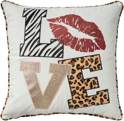Mina Victory Lips Love Leopard Throw Pillow, , large