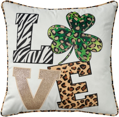 Mina Victory Shamrock Love Throw Pillow, , large
