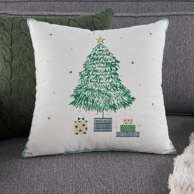 Mina Victory Xmas Tree Throw Pillow, Multi