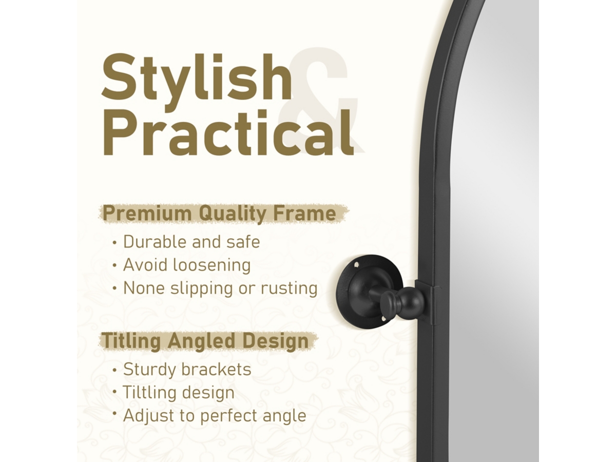 LuminareView Arched Framed Pivoted Bathroom Wall Vanity Mirror