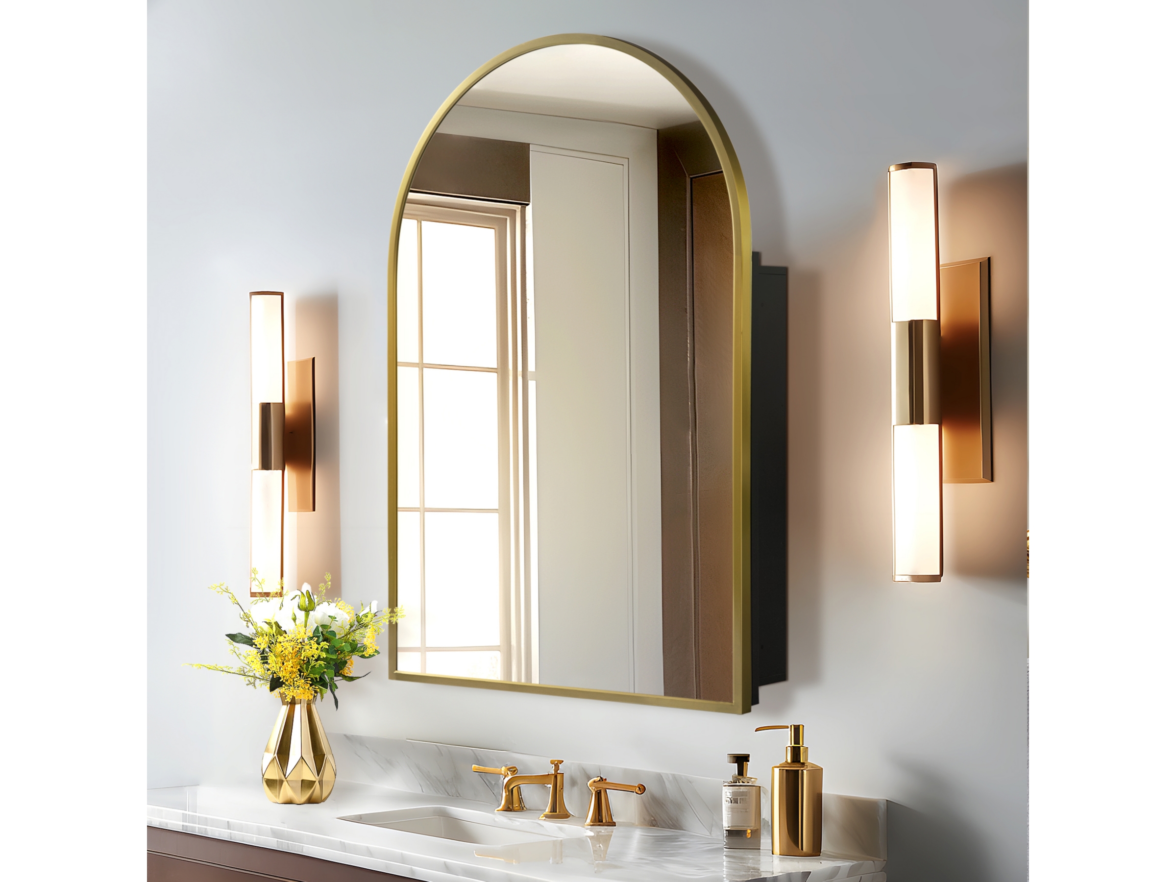 LuminareView Arched Medicine Cabinet with Mirror