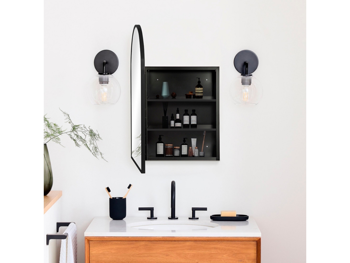 LuminareView Arched Recessed/Surface Mount Medicine Cabinet with Mirror