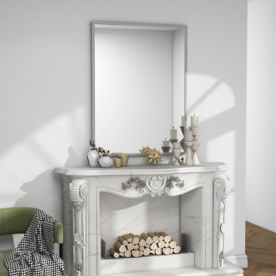 LuminareView Rectangular Framed Bathroom Wall Mirror, Silver, rollover