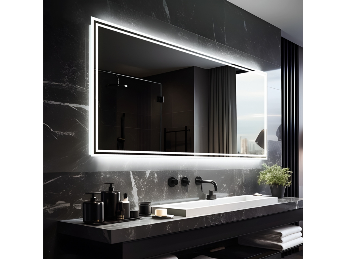 LuminareView Rectangular LED Lighted Bathroom Vanity Mirror | Ashley, image size:1200x900