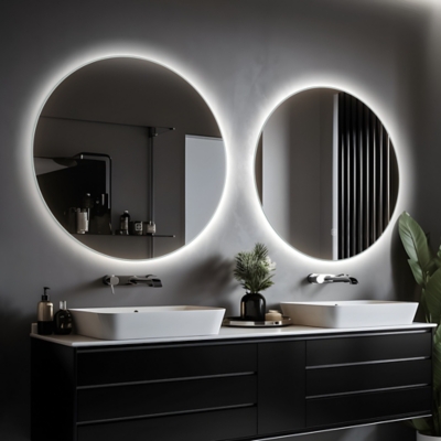 LuminareView Round LED Lighted Bathroom Vanity Mirror, , rollover