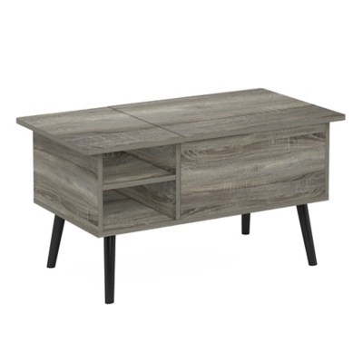 Furinno Jensen Lift Top Coffee Table With Legs, French Oak Gray, large