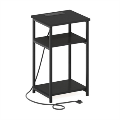Furinno Moretti 3-Tier USB Port Tall Side Table, Americano, large