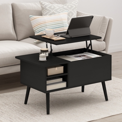 Furinno Jensen Lift Top Coffee Table With Legs, Americano, rollover