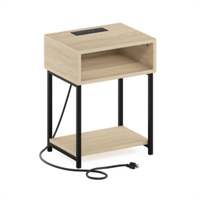 Furinno Moretti 3-Tier USB Port Short Side Table, Bauhaus Oak, large