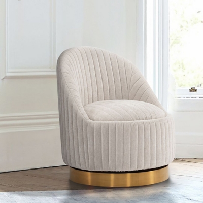 Manhattan Comfort Leela Swivel Accent Chair, Cream, rollover