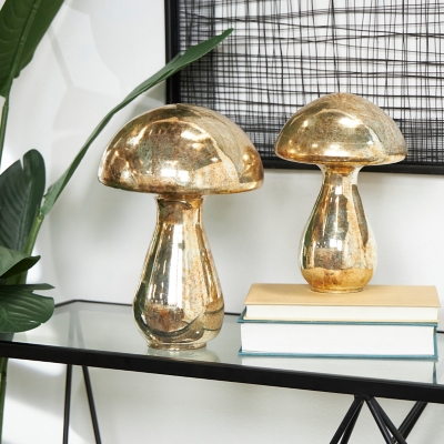 The Novogratz Mushroom Sculpture Set of 2, Champagne