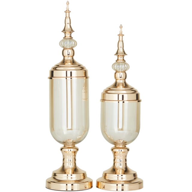 CosmoLiving by Cosmopolitan Jars with Finial Lids Set of 2