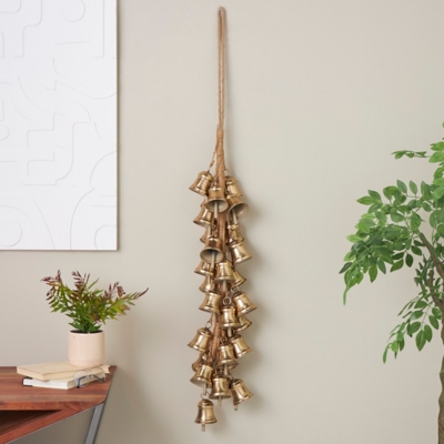 Bayberry Lane Fancy Cluster Bells with Hanging Rope, Gold