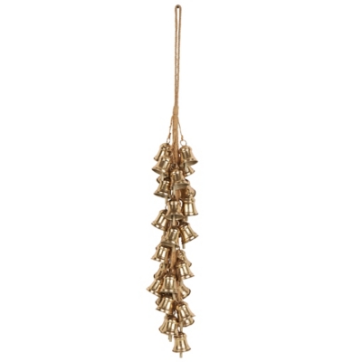 Bayberry Lane Fancy Cluster Bells with Hanging Rope, Gold, large