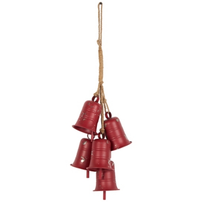 Bayberry Lane Cascading Cluster Bells with Rope, Ruby, large