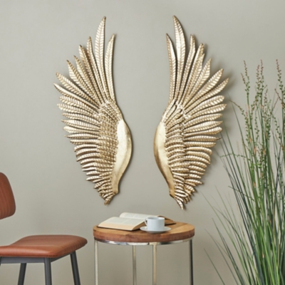 Bayberry Lane Wing Decor Set of 2, Gold