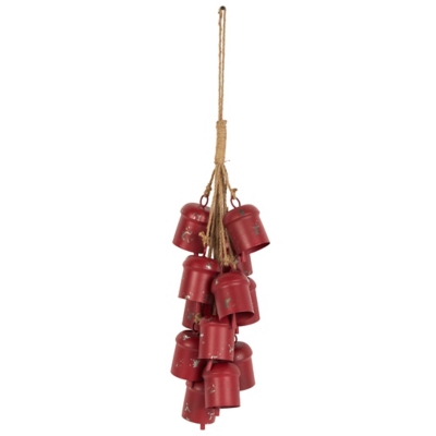 Bayberry Lane Cluster Bells with Rope, Red, large