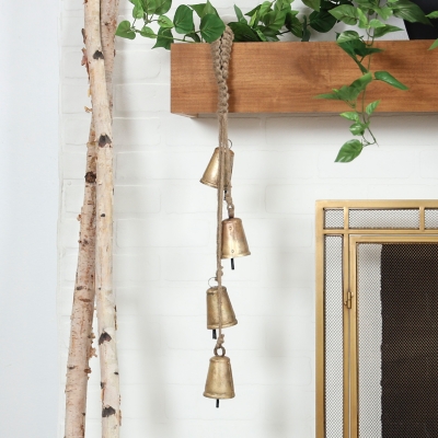 A600082202 Bayberry Lane 4 Bells on Hanging Rope, Gold sku A600082202