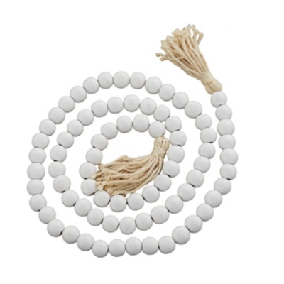 Bayberry Lane Carved Garland with Fringe Tassel, White, large