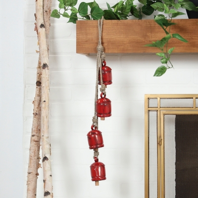 Bayberry Lane Tibetan Bells with 4 Bells on Rope, Red