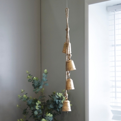 A600082214 Bayberry Lane Tibetan 4 Cow Bells on Hanging Rope, sku A600082214