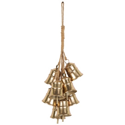 Bayberry Lane Cluster Bells with Hanging Rope, Gold, large