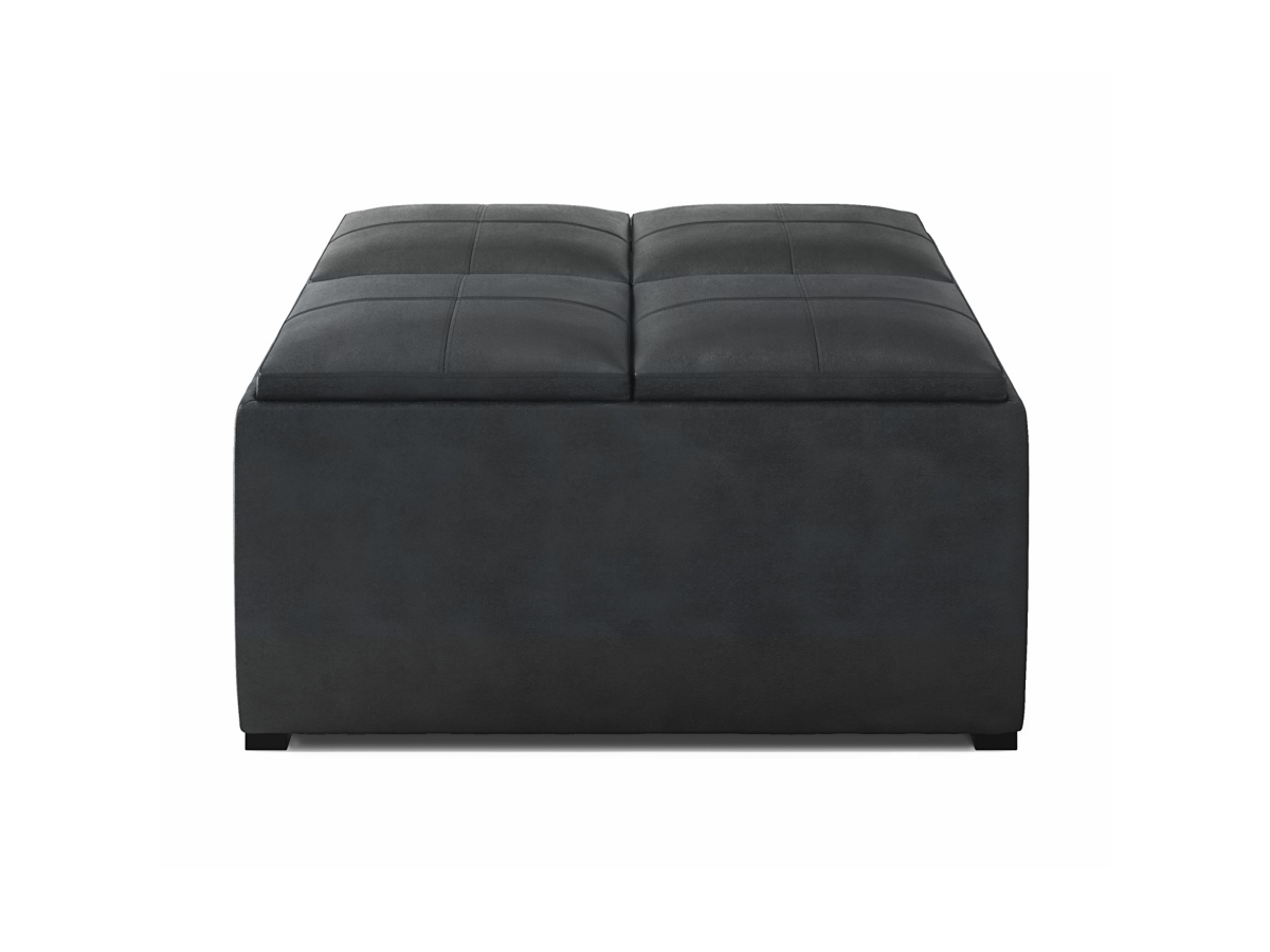 Simpli Home Avalon Coffee Table Ottoman, Distressed Black, large