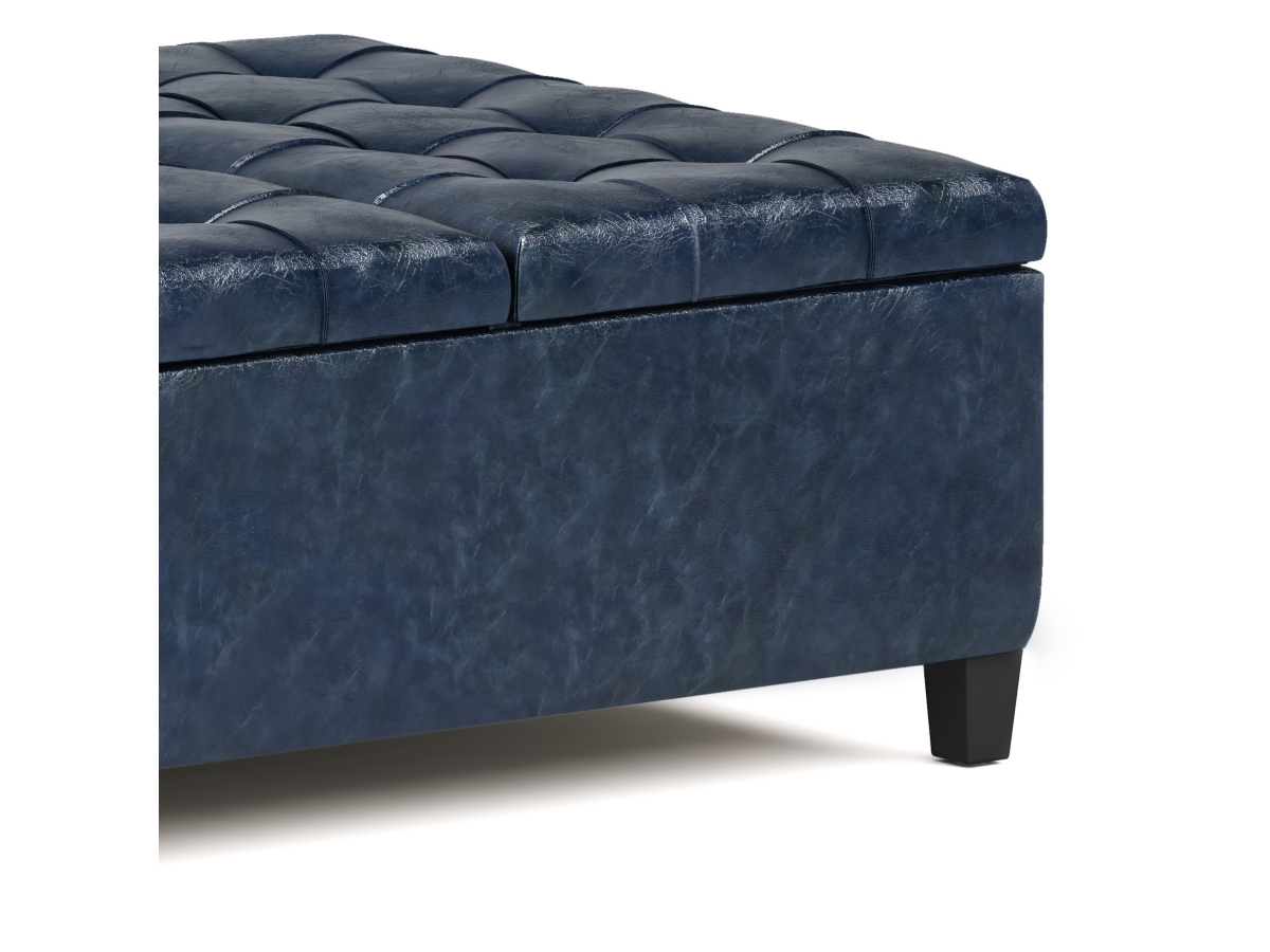 Simpli Home Harrison Coffee Table Ottoman, Denim Blue, large
