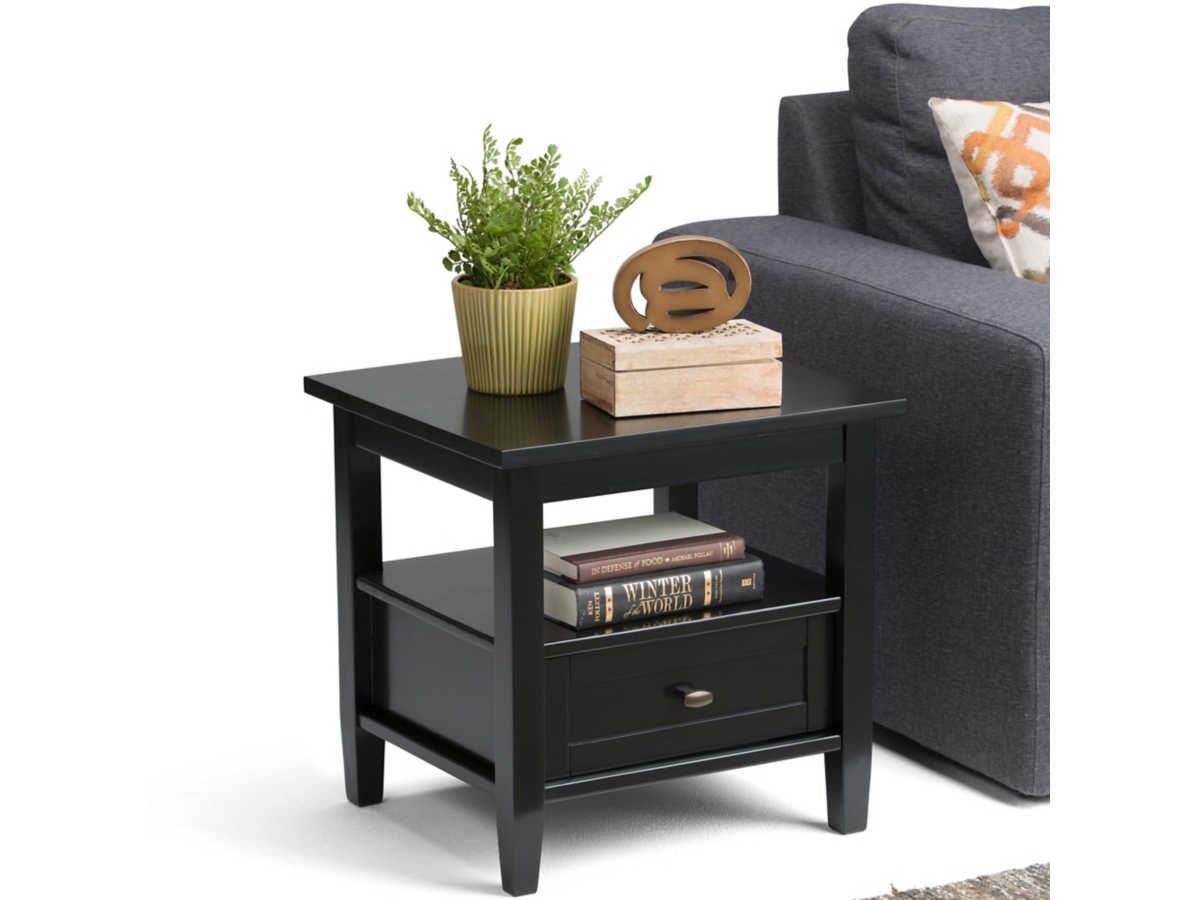 Simpli Home Warm Shaker End Table, Black, large