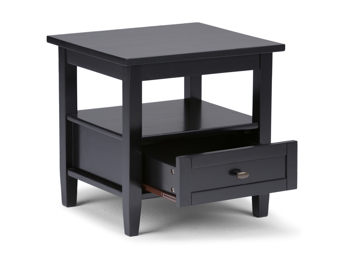 Simpli Home Warm Shaker End Table, Black, large