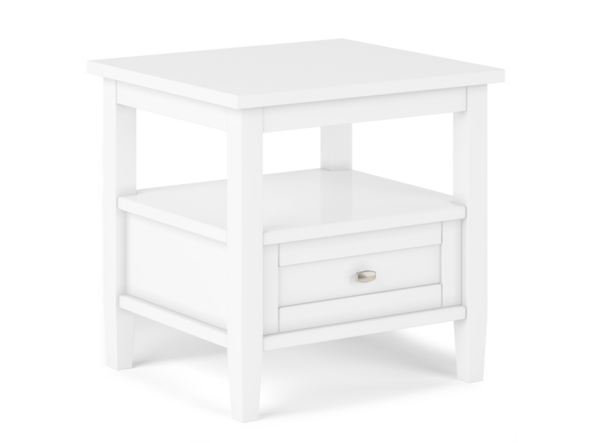 Simpli Home Warm Shaker End Table, White, large