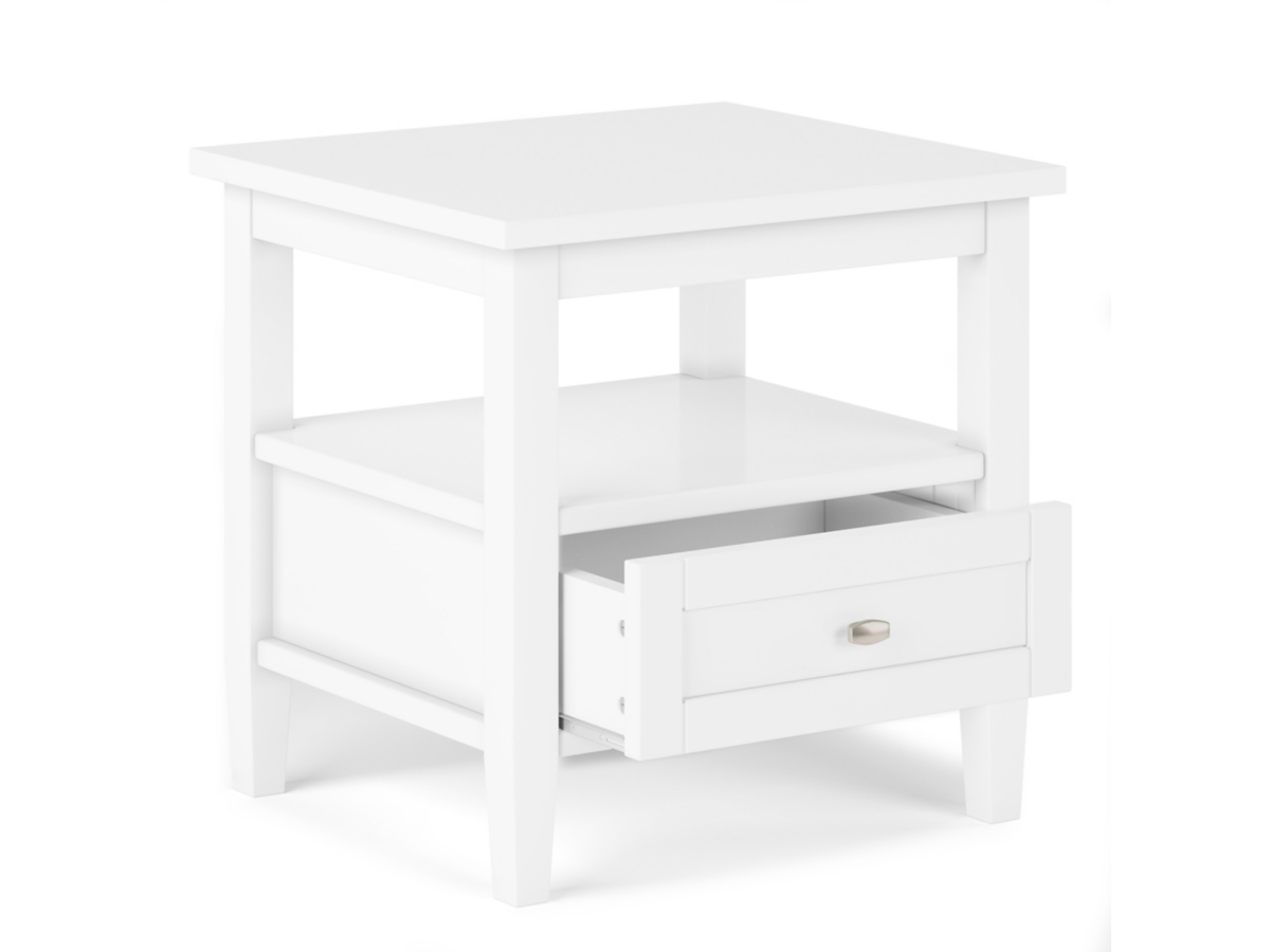 Simpli Home Warm Shaker End Table, White, large