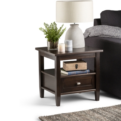 Simpli Home Warm Shaker End Table, Tobacco Brown