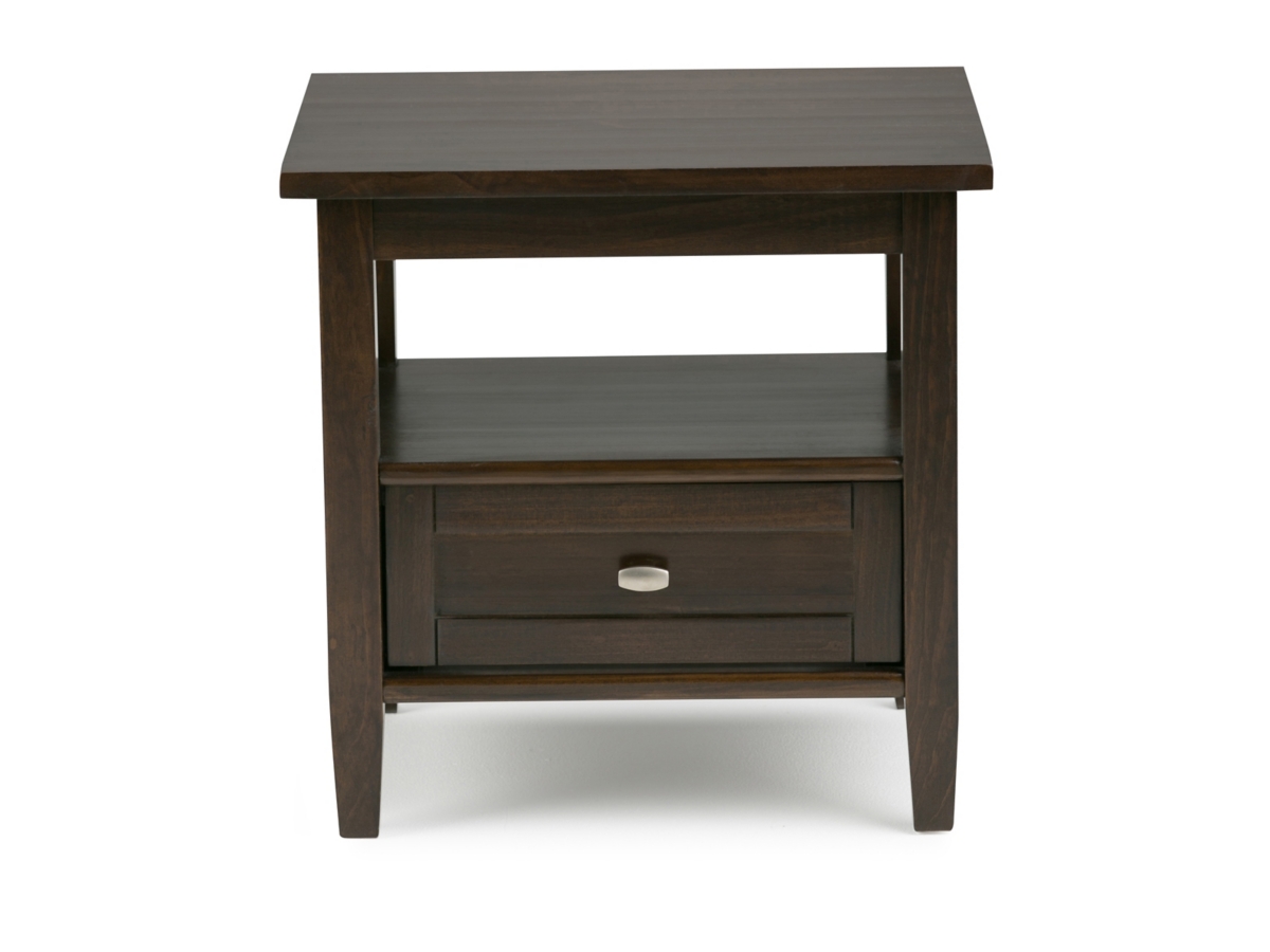 Simpli Home Warm Shaker End Table, Tobacco Brown, large