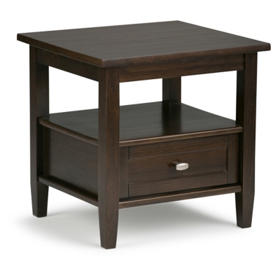 Simpli Home Warm Shaker End Table, Tobacco Brown, large