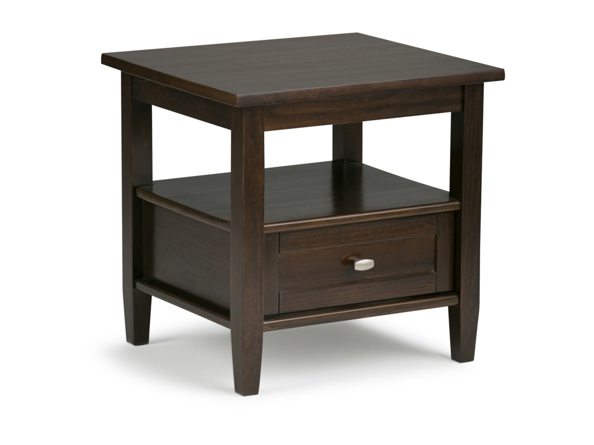 Simpli Home Warm Shaker End Table, Tobacco Brown, large