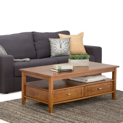 Simpli Home Warm Shaker Coffee Table, Light Golden Brown