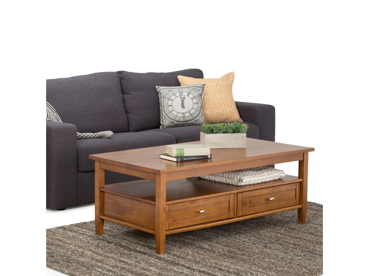 Simpli Home Warm Shaker Coffee Table, Light Golden Brown, large