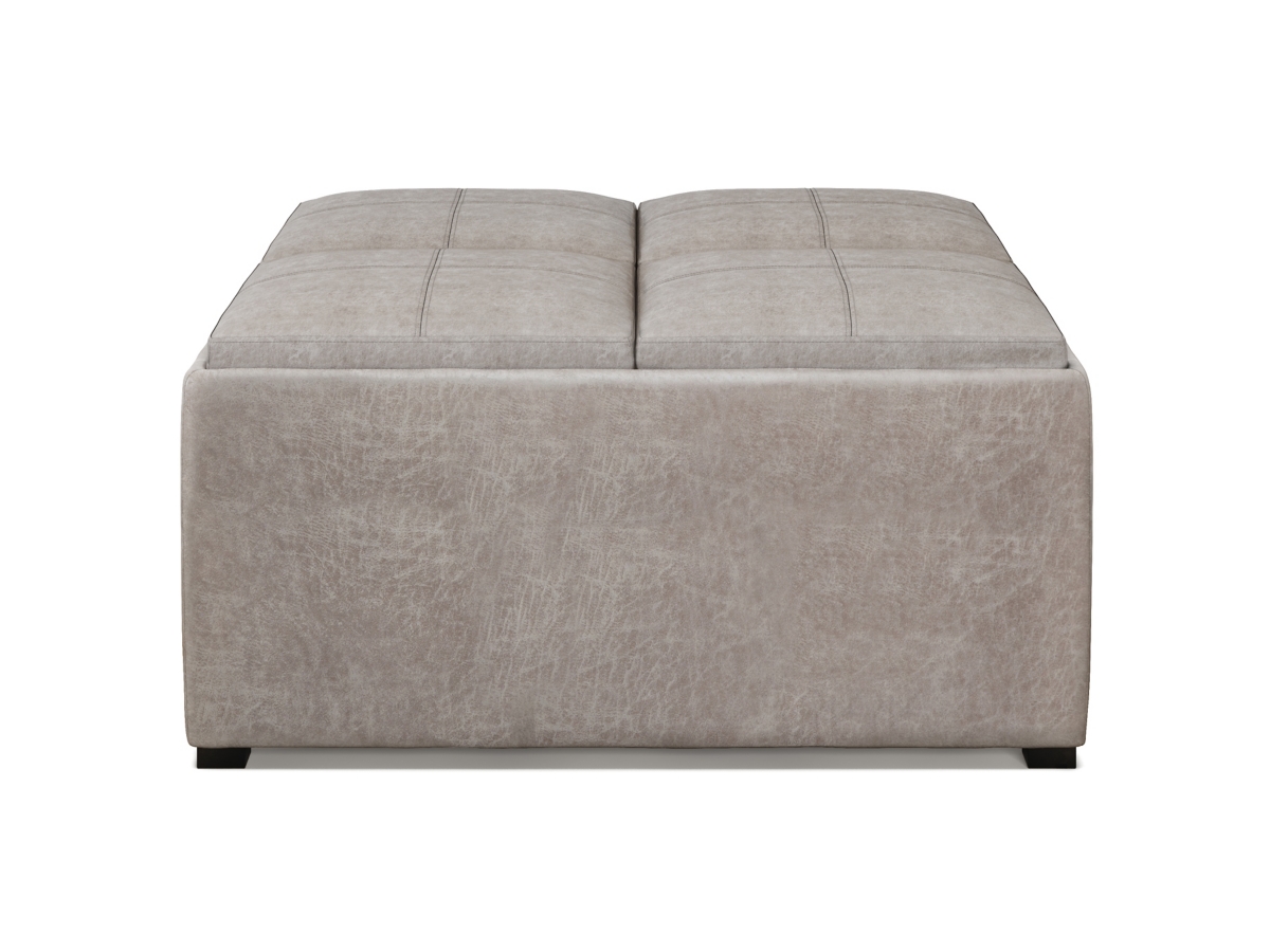 Simpli Home Avalon Coffee Table Ottoman, Distressed Gray Taupe, large