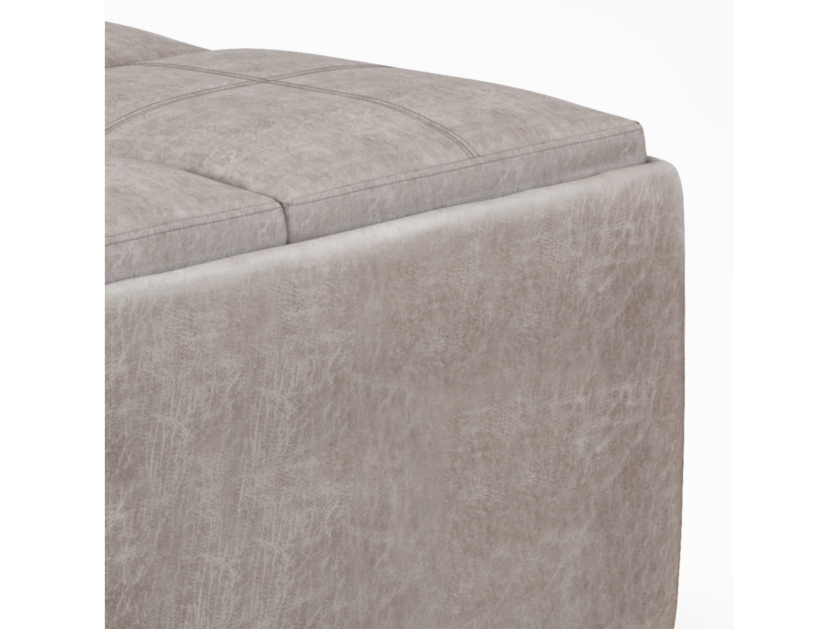 Simpli Home Avalon Coffee Table Ottoman, Distressed Gray Taupe, large