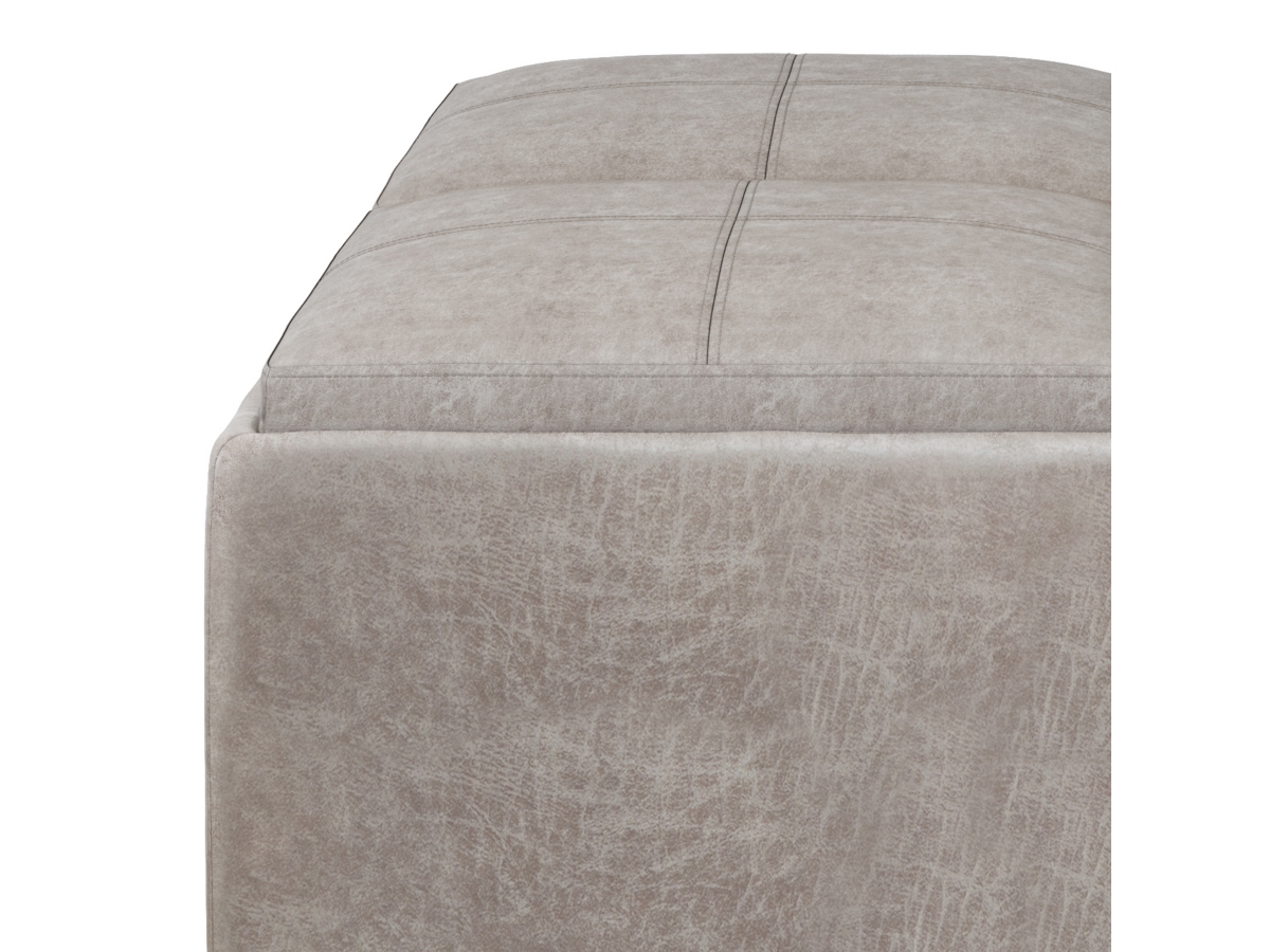 Simpli Home Avalon Coffee Table Ottoman, Distressed Gray Taupe, large