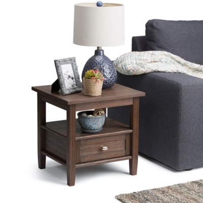 Simpli Home Warm Shaker End Table, Farmhouse Brown