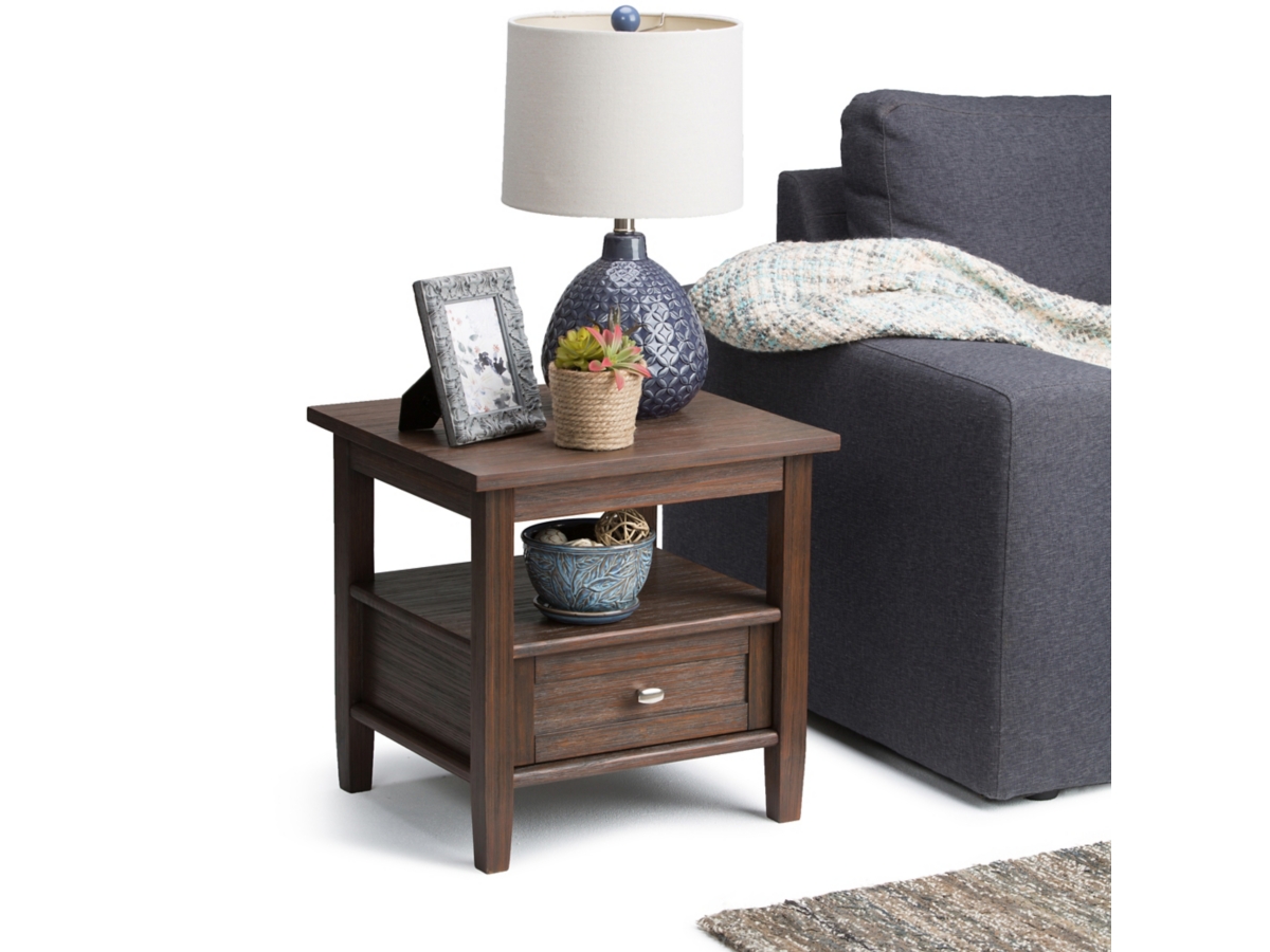 Simpli Home Warm Shaker End Table, Farmhouse Brown, large